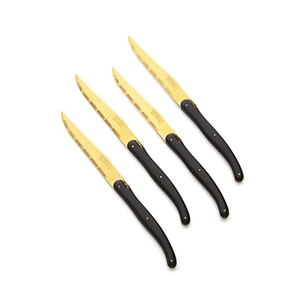 Laguiole ® Gold Steak Knives Set of Four Crate and Barrel