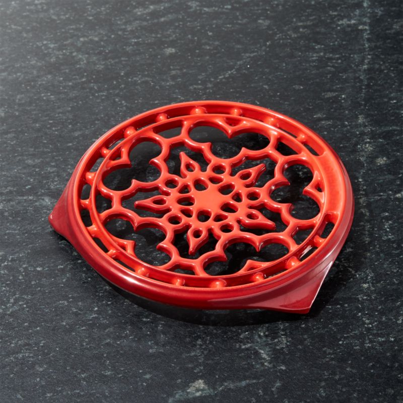 Le Creuset ® Deluxe 9" Cerise Red Trivet | Crate and Barrel