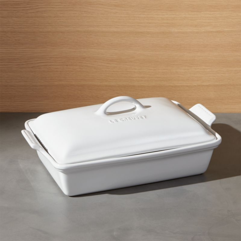 Le Creuset ® Heritage Covered Rectangular White Baking Dish Crate and