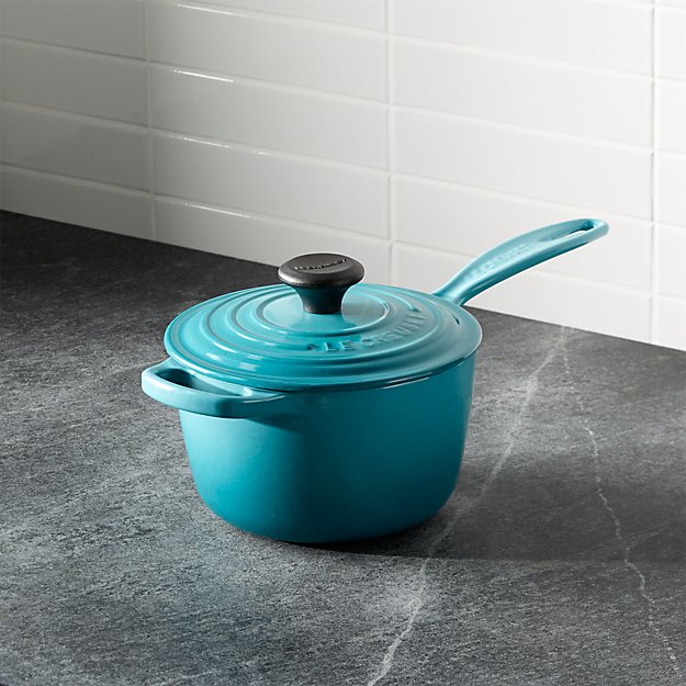 Le Creuset ® Signature 1.75qt. Caribbean Saucepan with Lid Crate and