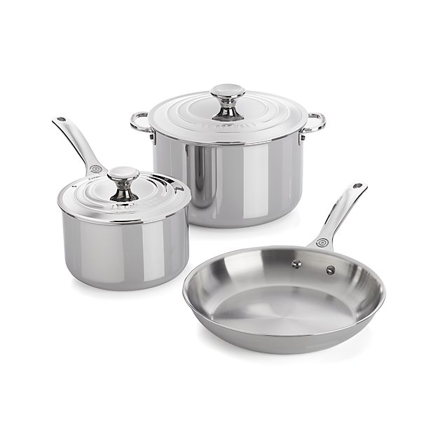 Le Creuset ® Signature Stainless Steel 5Piece Cookware Set Crate and