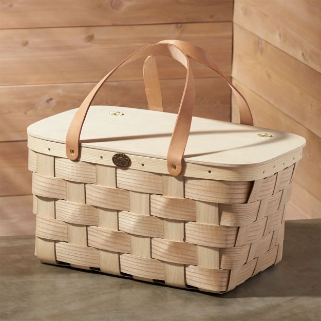 LeatherHandled Picnic Basket + Reviews Crate and Barrel