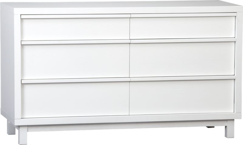 Ledge White Six-Drawer Dresser.