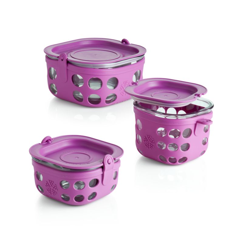 Lifefactory Huckleberry Purple Storage Containers Set of Three
