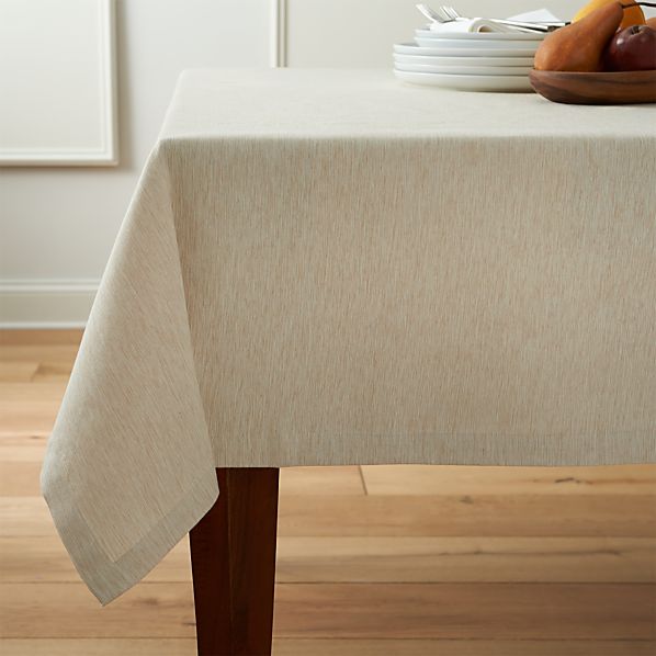 Linden Ecru 60&quot;x120&quot; Tablecloth in Tablecloths | Crate and Barrel