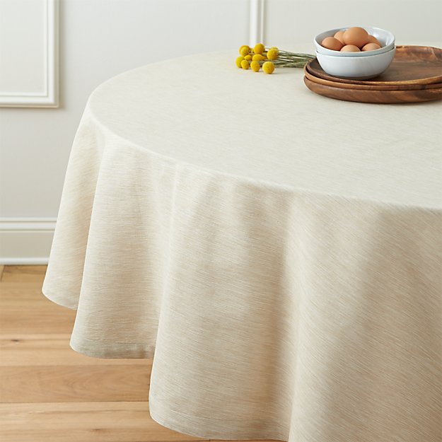 Linden Ecru 90" Round Tablecloth Crate and Barrel