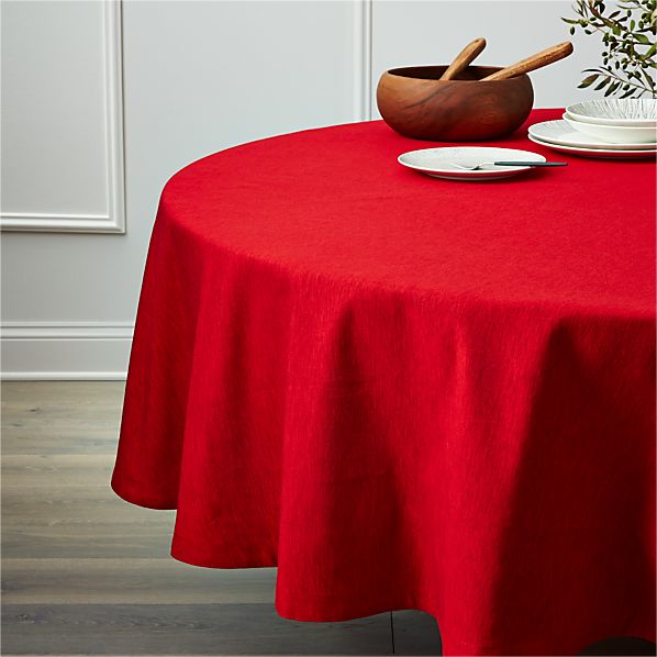 Linden 90" Round Ruby Tablecloth