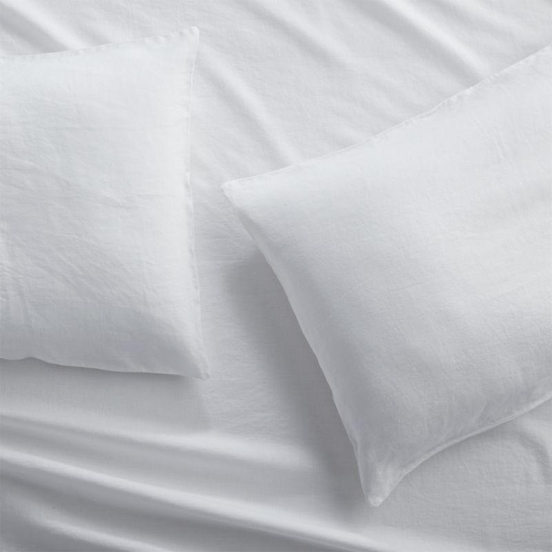 Set of 2 Lino II White Linen Standard Pillow Cases Crate and Barrel