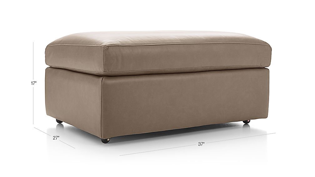Lounge II Leather 37" Ottoman with Casters + Reviews Crate and Barrel