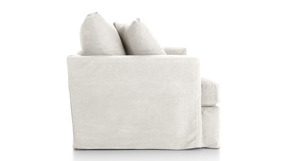 Lounge II Petite Slipcovered Chair and a Half Denim Mist with Contrast