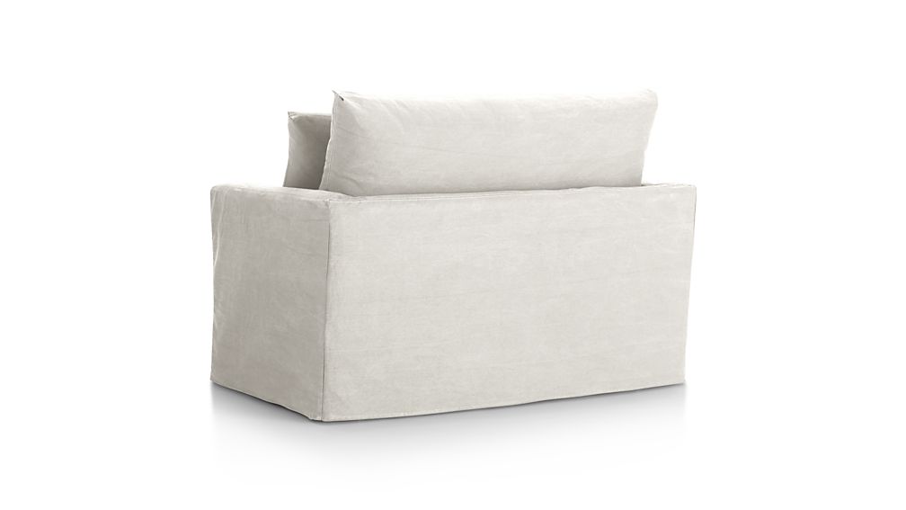 Lounge II Petite Slipcovered Chair and a Half Denim Mist with Contrast