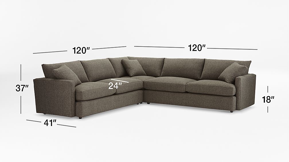 Lounge II Petite 3Piece Sectional Sofa Taft Truffle Crate and Barrel
