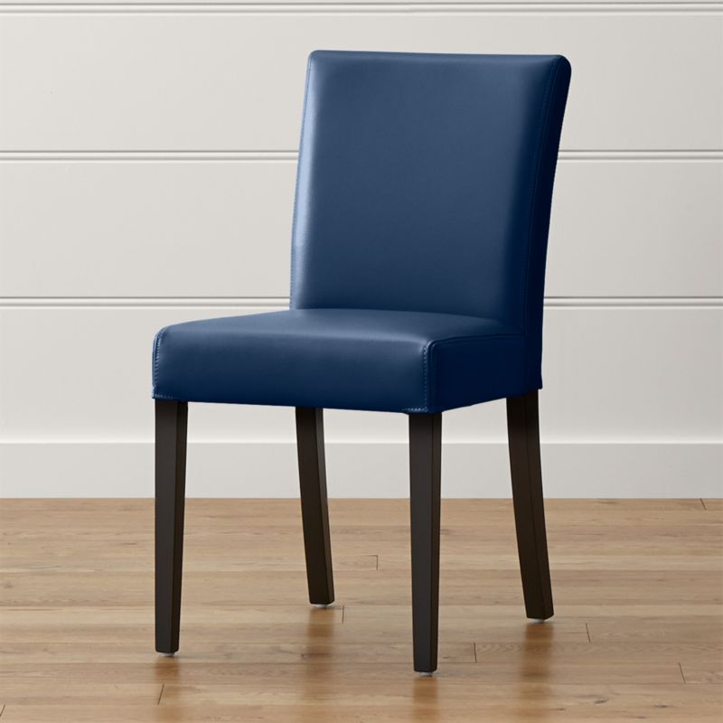 Lowe Navy Leather Dining Chair | Crate and Barrel