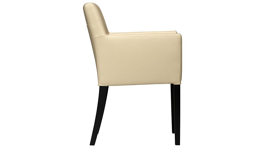 Lowe Ivory Leather Dining Arm Chair in Dining Chairs Crate and Barrel