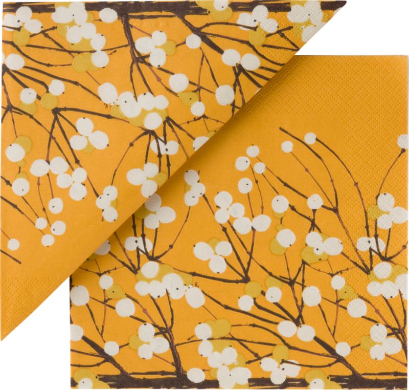 Set of 20 Marimekko Lumimarja Brown and Olive Paper 6.5" Napkins