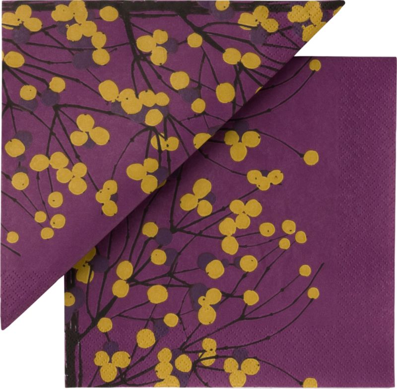 Set of 20 Marimekko Lumimarja Purple and Gold Paper 4.75" Napkins