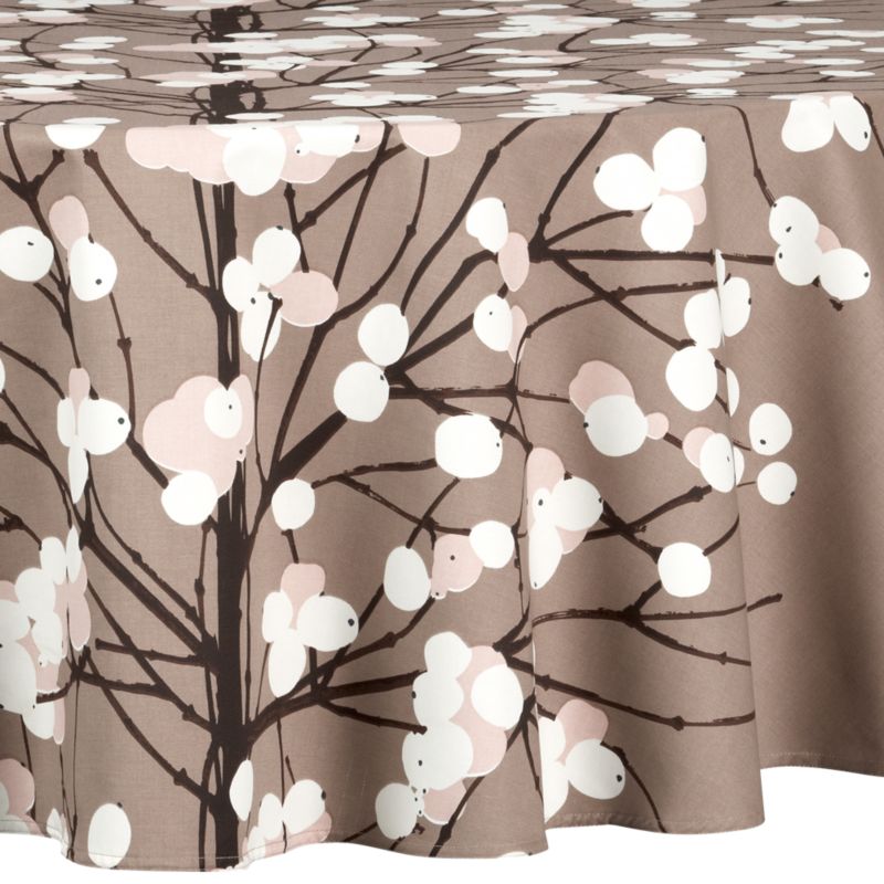 Marimekko Lumimarja Taupe 72" Round Tablecloth