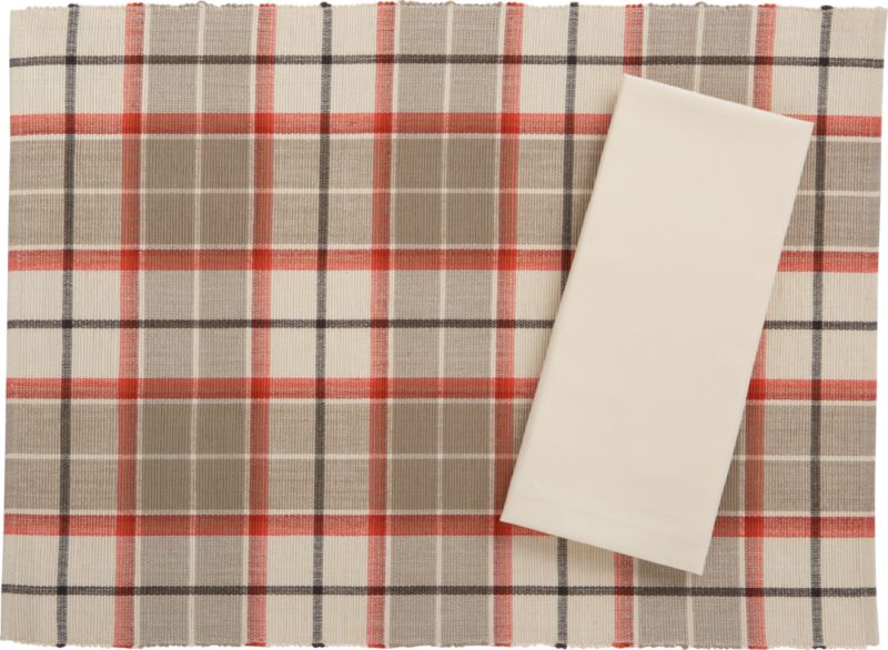 Malone Plaid Placemat and Cotton Cream Napkin