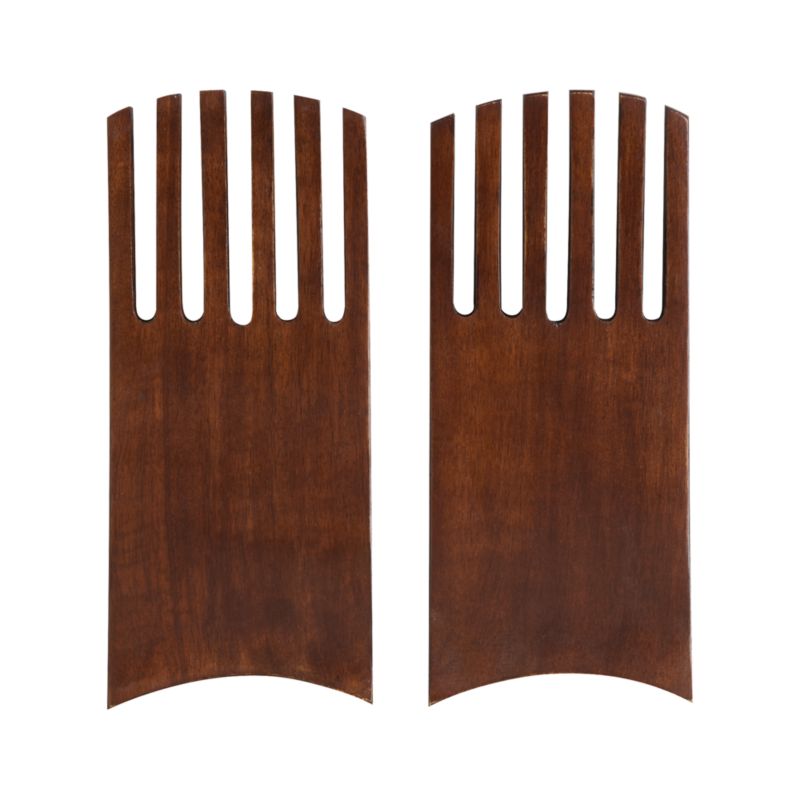 Set of two mango wood salad hands. 3.25"Wx7.5"H