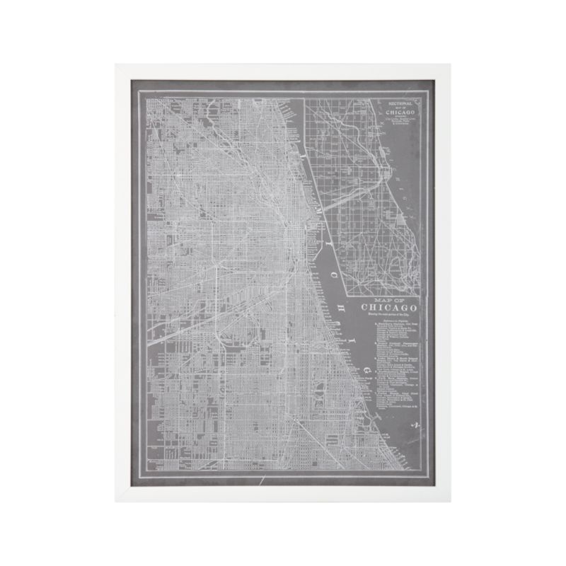 Map in Grey Chicago Print