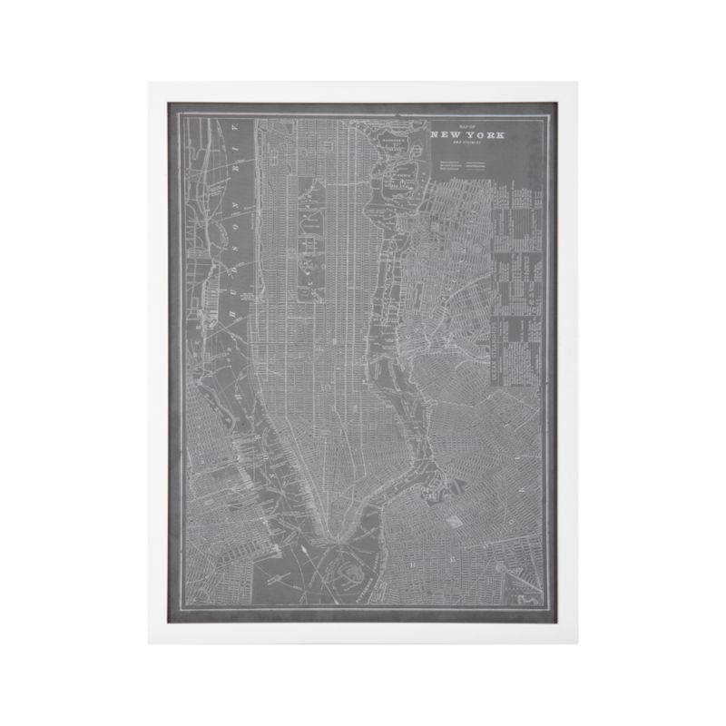 Map in Grey New York Print