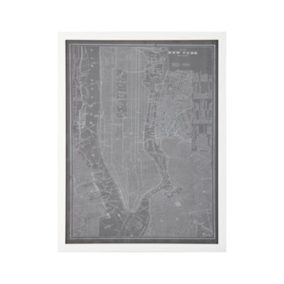Map In Grey New York Print