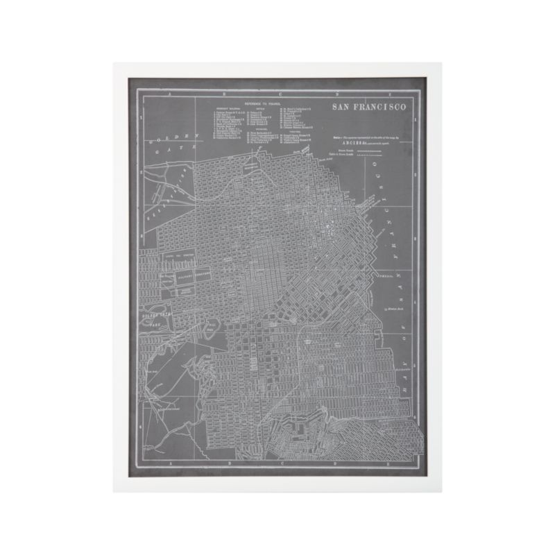 Map In Grey San Francisco Print
