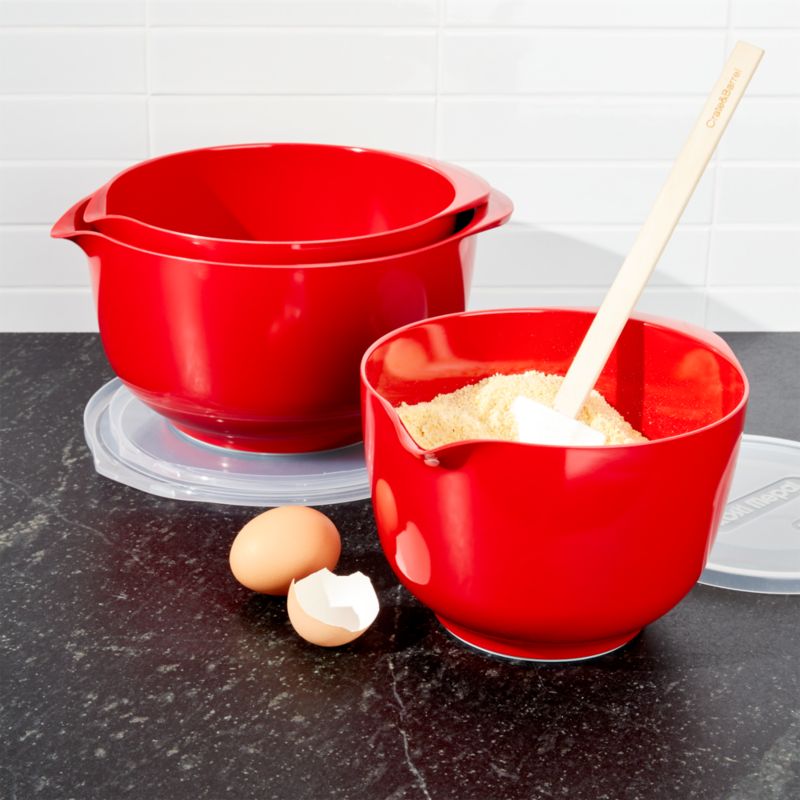 Rosti Luna Red Melamine Mixing Bowls with Lids Set Crate and Barrel