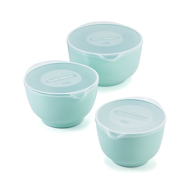Rosti Retro Green Melamine Mixing Bowls with Lids Set Crate and Barrel