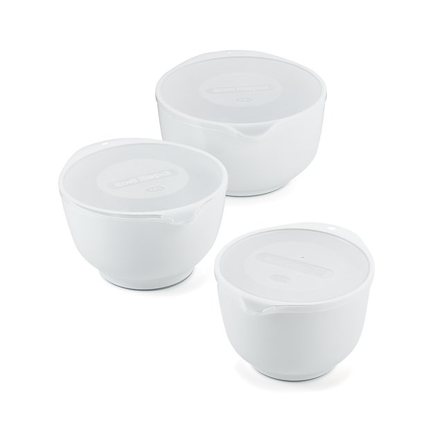 Rosti White Melamine Mixing Bowls with Lids Set Crate and Barrel