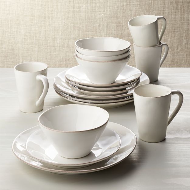 Marin White 16Piece Dinnerware Set + Reviews Crate and Barrel
