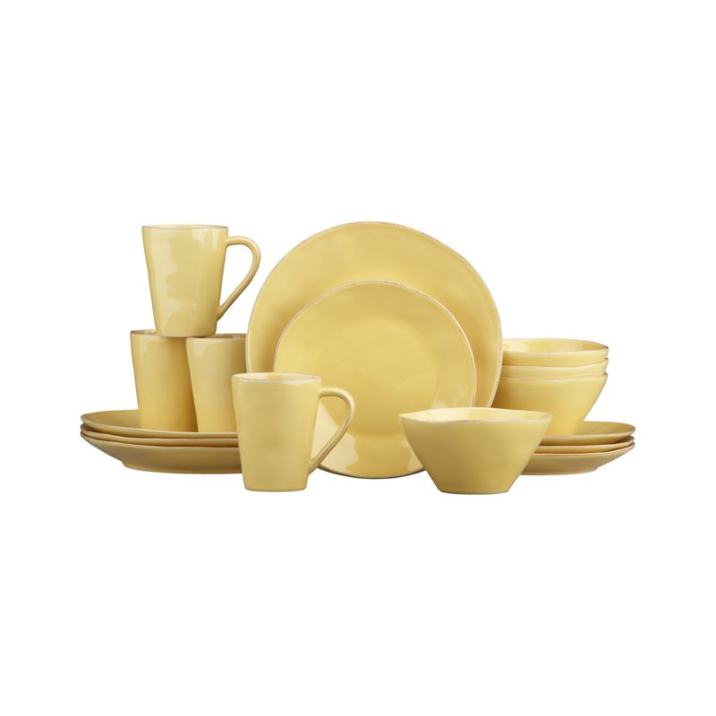 Marin Yellow 16-Piece Dinnerware Set: four 4-piece place settings.