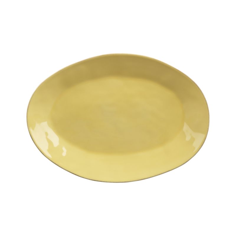 Marin Yellow Oval Platter. 15.75"Wx11.25"Dx1.75"H