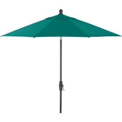 9 Round Sunbrella® Harbor Blue Umbrella with Black Frame