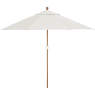 9 Round Sunbrella® White Sand Umbrella with Eucalyptus Frame