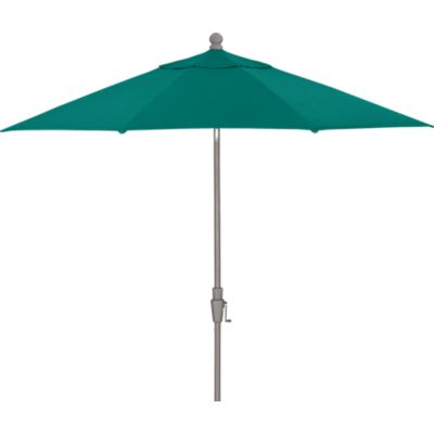 9 Round Sunbrella® Harbor Blue Umbrella with Silver Frame
