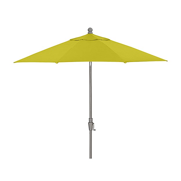 9' Round Sunbrella ® Sulfur Patio Umbrella with Tilt Silver Frame