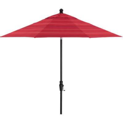 9 Round Sunbrella® Red Tonal Stripe Umbrella with Black Frame