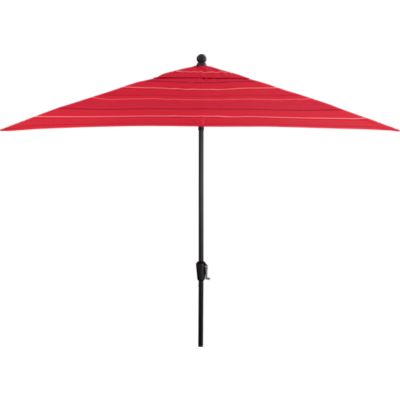 Rectangular Sunbrella® Red Tonal Stripe Umbrella with Black Frame