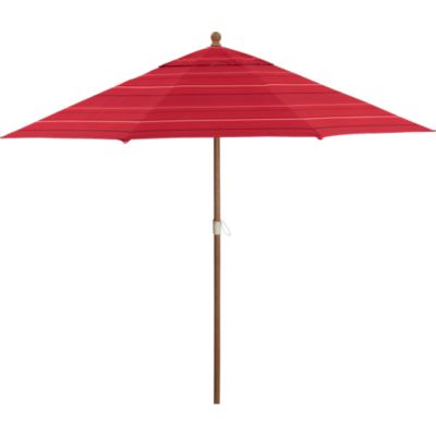9 Round Sunbrella® Red Tonal Stripe Umbrella with Eucalyptus Frame
