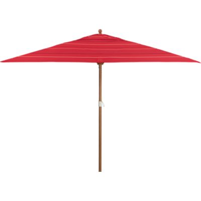 Rectangular Sunbrella® Red Tonal Stripe Umbrella with Eucalyptus Frame