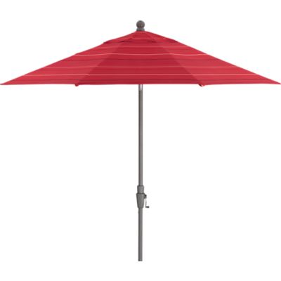 9 Round Sunbrella® Red Tonal Stripe Umbrella with Silver Frame