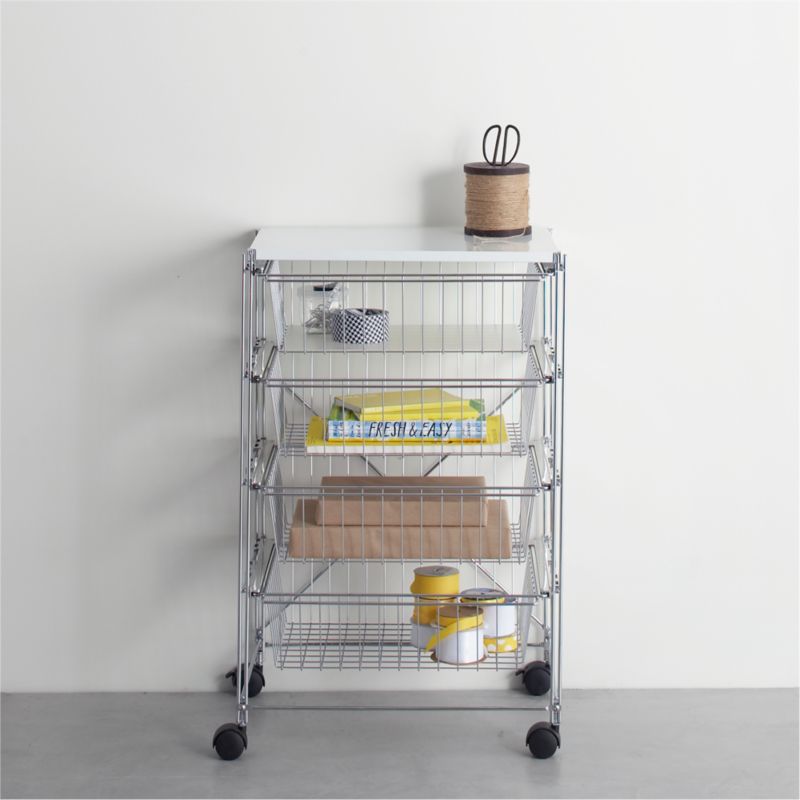 MAX Chrome Four-Drawer Cart with White...