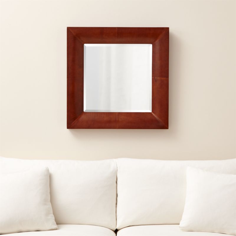 Maxx Brown Leather Mirror Crate and Barrel