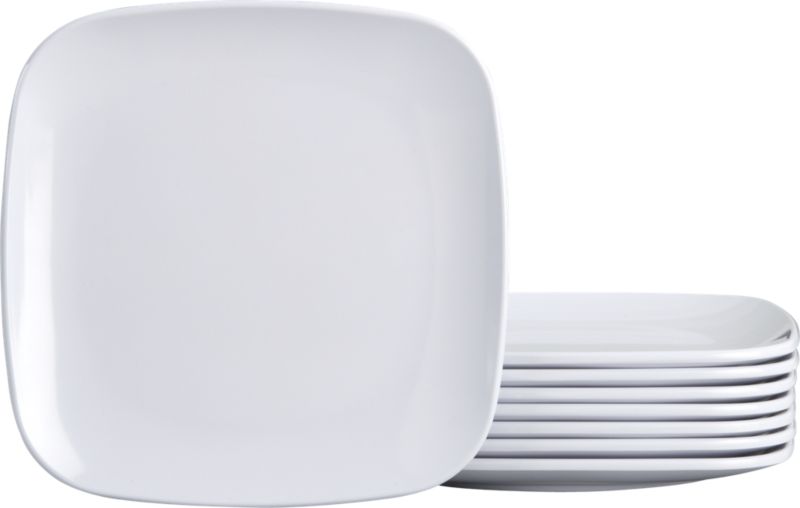 Set of 8 Melamine Square Appetizer Plates
