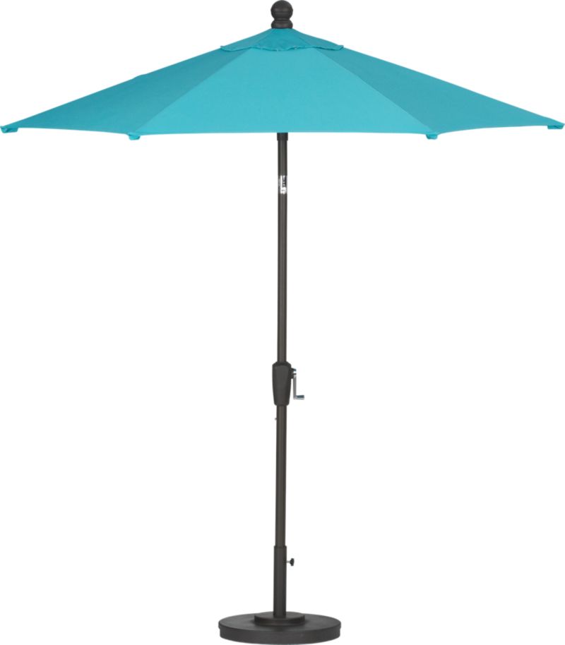 7' Round Sunbrella® Aqua Umbrella Cover and High-Low Bronze Frame and Small Bronze Stand