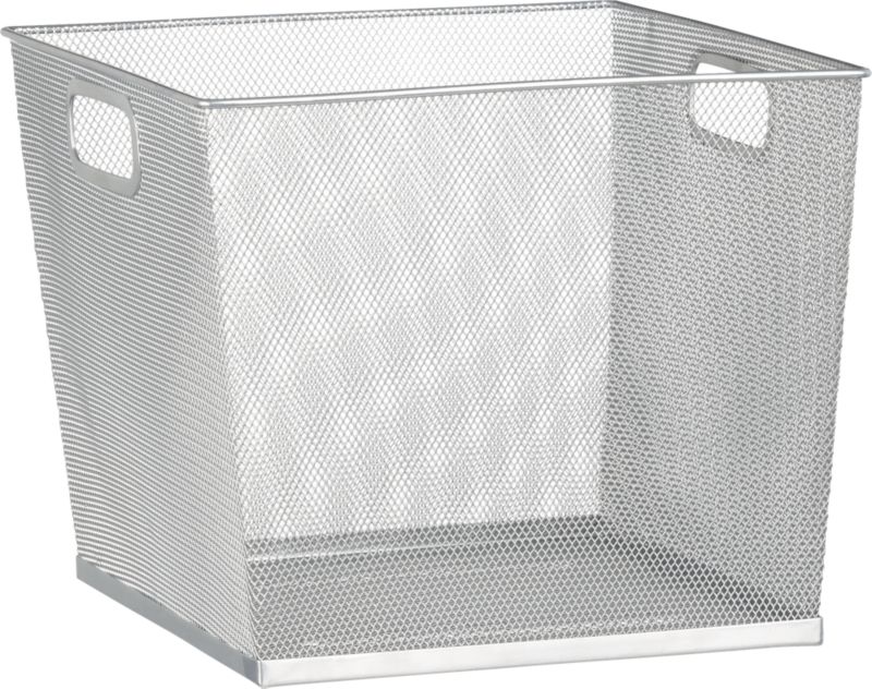 Silver Mesh Bin. 12"sq.x10"H