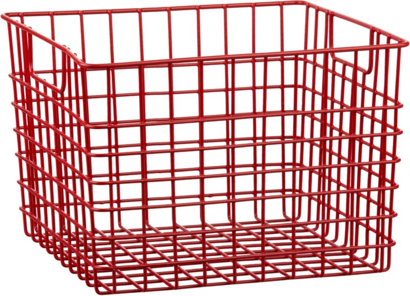 Large Red Metal Bin with Handles