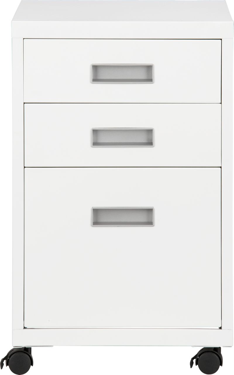 3-Drawer White Metal Cabinet