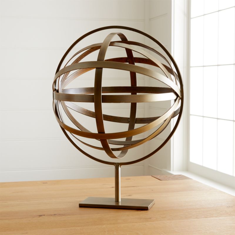 Metal Globe On Stand Sculpture Crate and Barrel